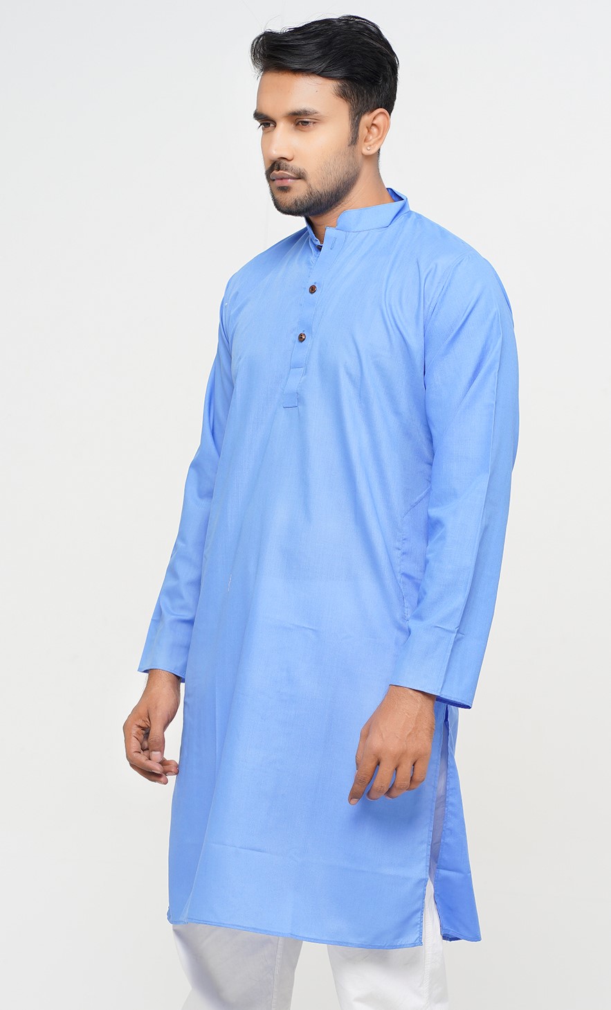 Exclusive Long Sleeve Sky Color Panjabi With Embroidery